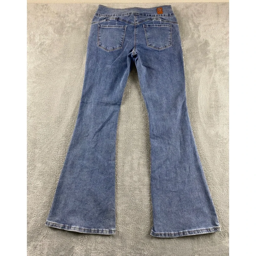 Gogo Jeans Womens Flare Denim Medium Wash Seam Front Bell Bottom Size 5/27 28506